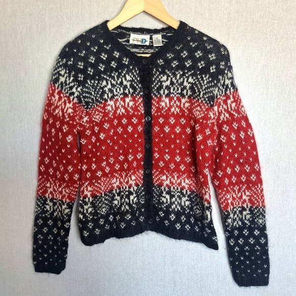 💙 Paul Harris Mohair Blend Warm Cardigan Sweater Size S/M Nordical Holidays Fal - Picture 7 of 7